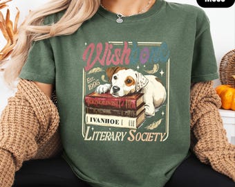 Wishbone Literary Society Shirt, Bookish Dog Reader Tee, Vintage Library Club Gift