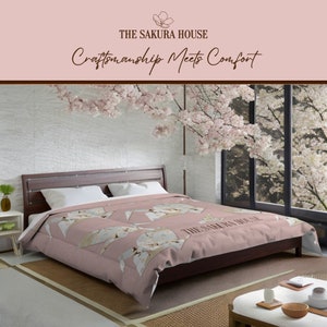 Origami and Sakura Tranquil Blanket - Cozy Comfort, Artistry, and Elegance with Origami Inspired Design
