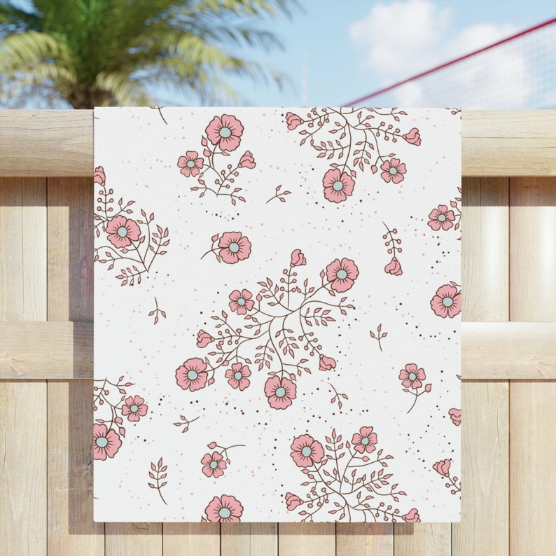 Sakura Beach Towel, Comfortable and Cozy Summer Beach Towel, Boho Floral Beach Towel, Cherry Blossom Beach Towel, Large Size Beach Towel image 3