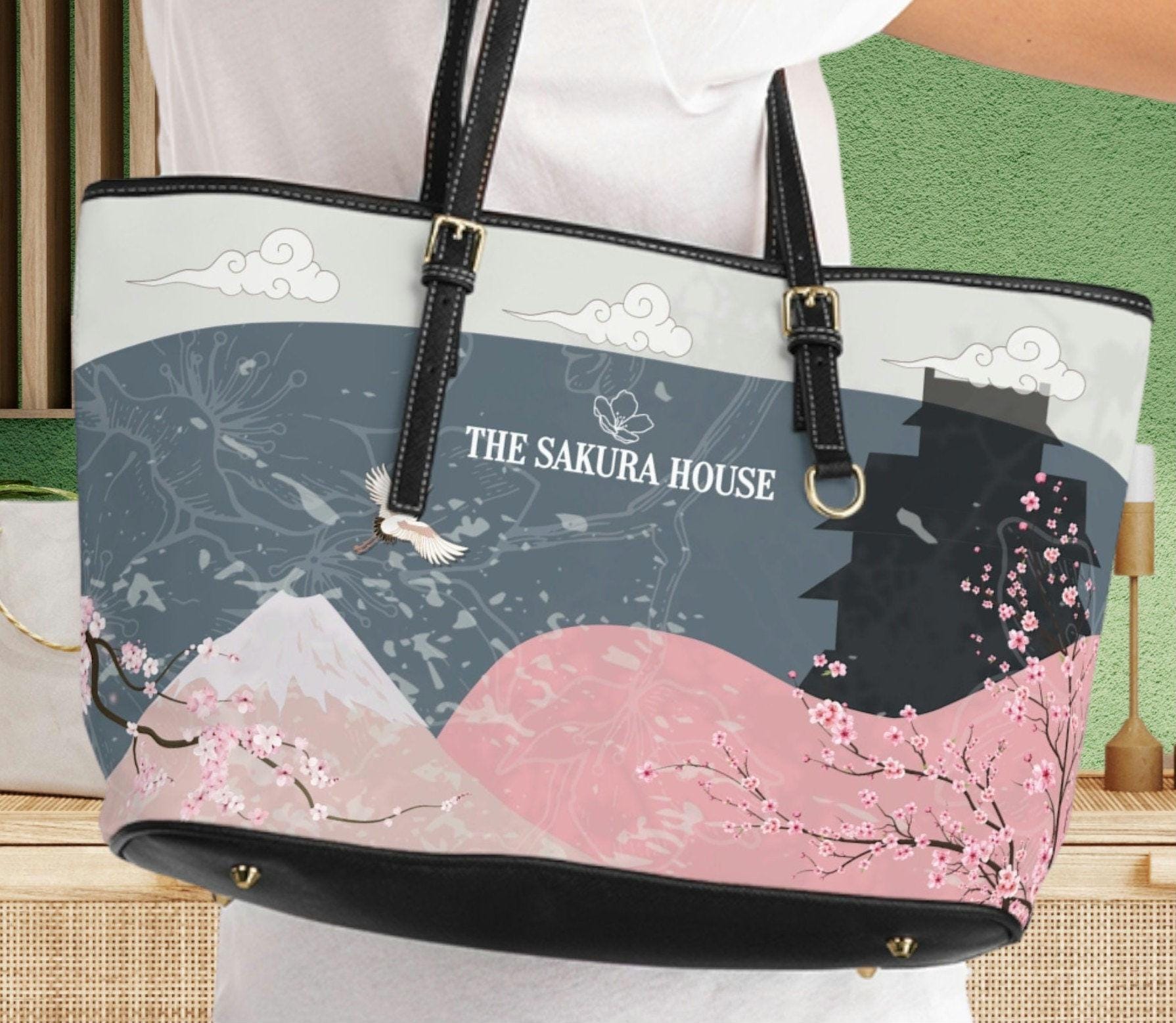 Japanese Motif Mt. Fuji Cherry Blossom Custom Shoulder Bag High