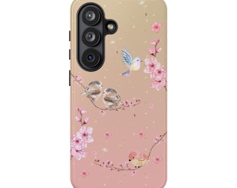 Telefoonhoesje met kersenbloesem, schattig roze Sakura-hoesje, lief pastelkleurig iPhone-hoesje, rustgevend bloemenpatroon, stevig telefoonhoesje voor Samsung