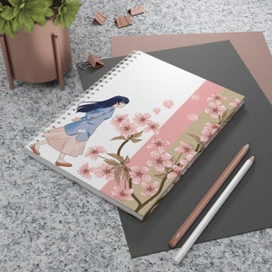 Anime Spiral Notebook Sakura Spiral Notebook Cute Romantic Spiral Notebook gift for her pink spiral notebook