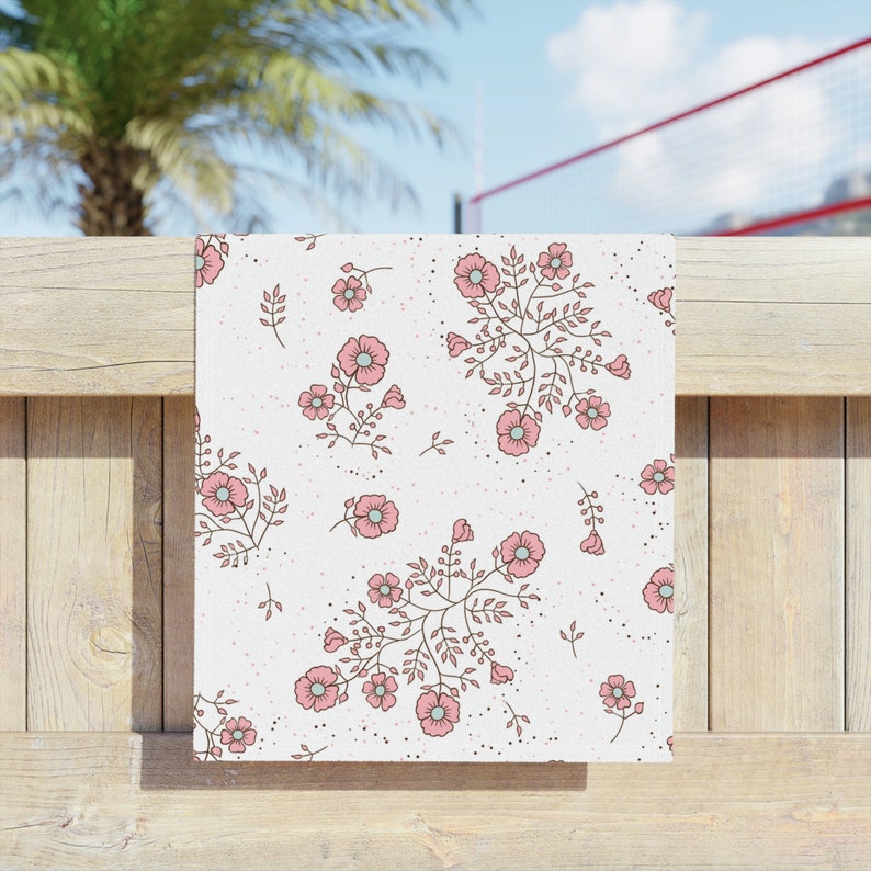 Sakura Beach Towel, Comfortable and Cozy Summer Beach Towel, Boho Floral Beach Towel, Cherry Blossom Beach Towel, Large Size Beach Towel image 8