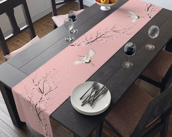 Pink Sakura Table Runner | Cherry Blossom | Home Décor | Cotton Twill | Durability With Style | Japanese Garden |  Exquisite Table Runner