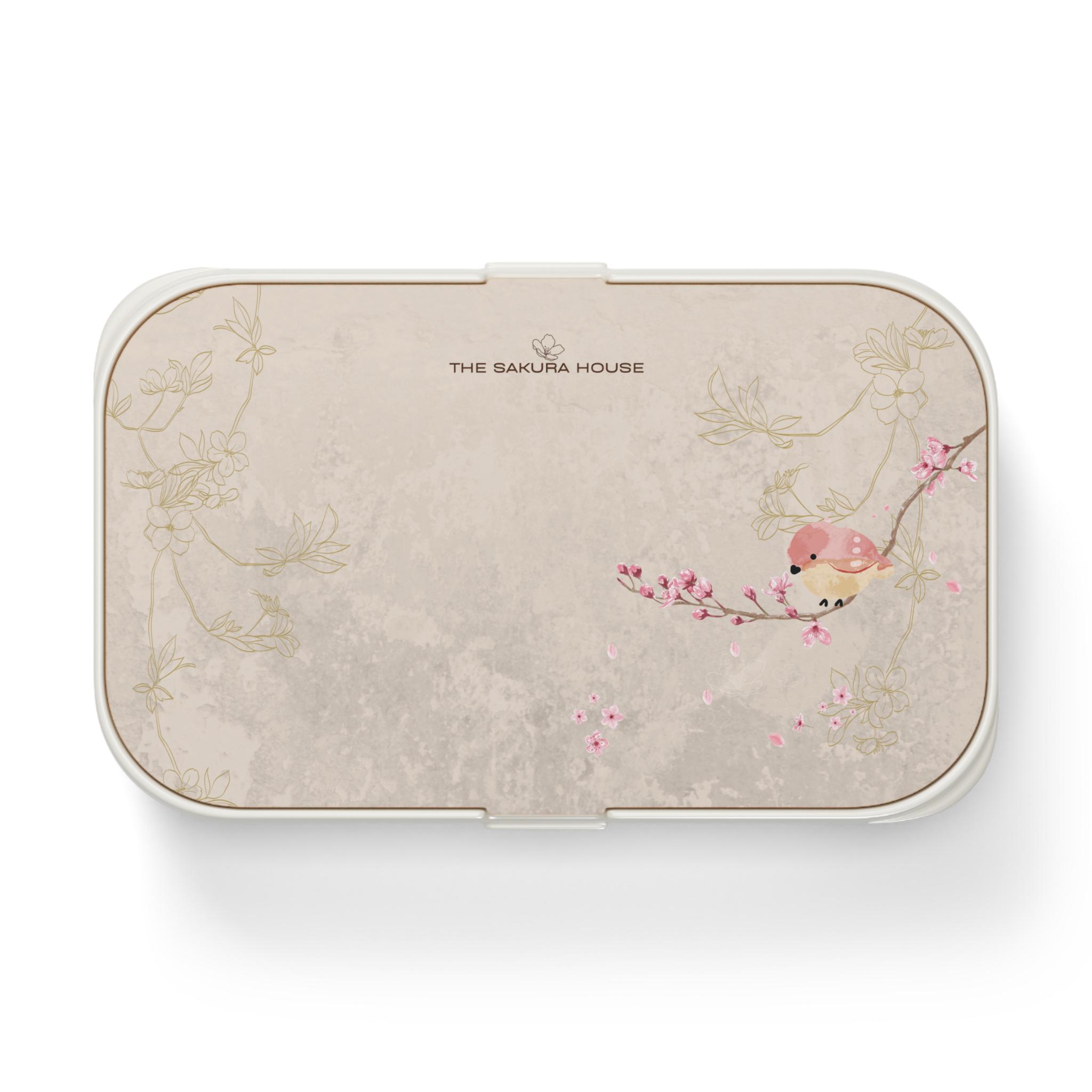 Bento Lunch Box, Gold Sakura Branch, Pink Sakura, Aesthetic Japanese Style, Food Container, Lunch Container, Meal Prep Container,