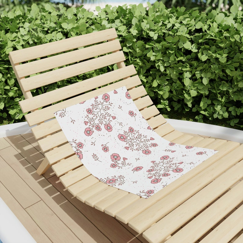 Sakura Beach Towel, Comfortable and Cozy Summer Beach Towel, Boho Floral Beach Towel, Cherry Blossom Beach Towel, Large Size Beach Towel image 9