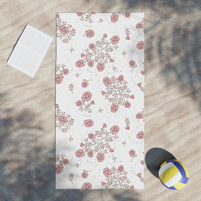 Sakura Beach Towel, Comfortable and Cozy Summer Beach Towel, Boho Floral Beach Towel, Cherry Blossom Beach Towel, Large Size Beach Towel image 5