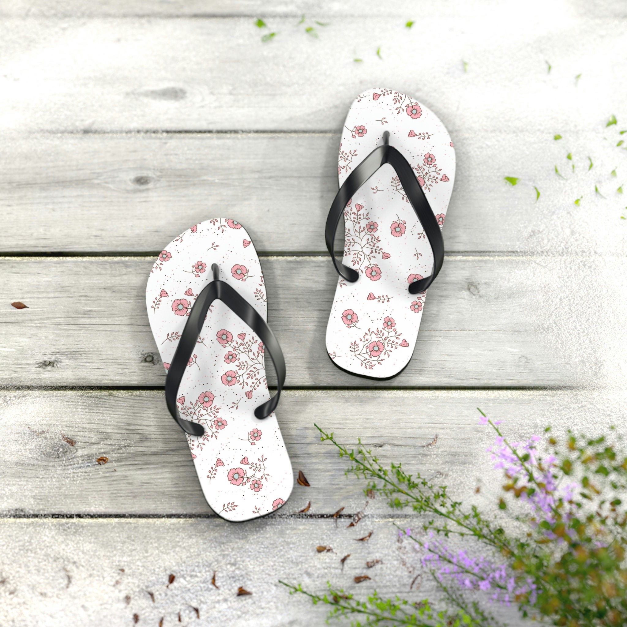 Sakura Flip Flops, Japanese Inspired Floral Sandals for Women, Sakura ...