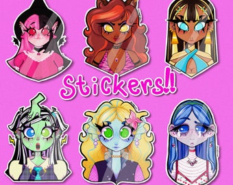 Geïnspireerde vinylstickers middelbare school Monster Girls