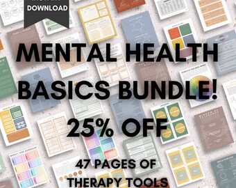 Mental Health Basics Bundle: Therapy Worksheets & Self Help (PDF Download)
