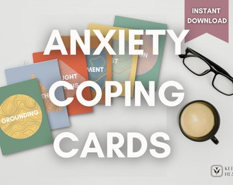 Cartes de compétences pour faire face à l'anxiété : TCC, outils de pleine conscience (PDF imprimable)