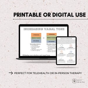 May include: Printable or digital infographic on increasing vagal tone. The infographic shows a diagram of the window of tolerance with hyperarousal, window of tolerance, and hypo-arousal. The infographic also includes a list of breathwork techniques, including cyclic sighing, box breathing, mala bead breathing, butterfly breath, mahabandha breath, and belly breath.