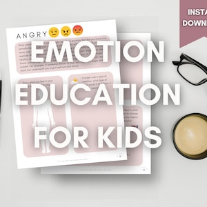 Educación emocional para niños PDF imprimible / Ansiedad / Manejo de la ira / Psicoeducación emocional para niños / Sentimientos / KeepHealing