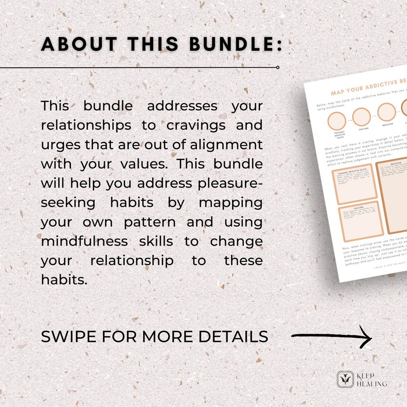 Mindfulness & Cravings PDF Bundle: Addiction Recovery Therapy Tools (Digital Download) image 3