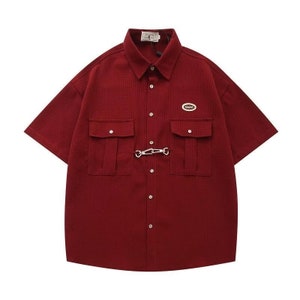 Causal Oversized Streetwear Button-Up Shirt