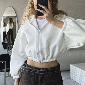 Y2K Cropped Zip Hoodie | Frauen Streetwear Hoodies