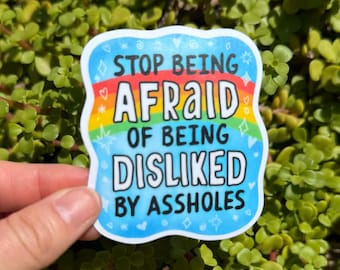 Stop Being Afraid Sticker, Funny Snarky Quote Decal, Confidence & Boundary Sticker, 2 or 3 Inch, Clear or Holographic
