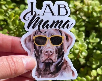 Sticker Lab Mama – Sticker pour maman de chien de laboratoire jaune ou chocolat, vinyle résistant à l'eau, 2 ou 3 pouces cadeau pour les amoureux du Labrador pour les mamans de chien