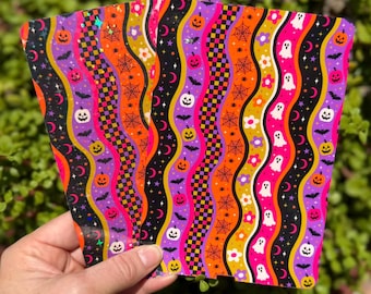 Colorful Halloween E-Reader Insert, Retro Ghosts Skulls and Spiderwebs, Spooky Bookish Accessory, Clear or Holographic Overlay