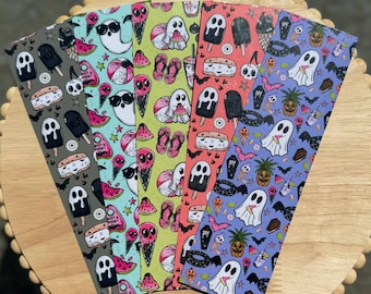 Summerween Bookmark Set of 4 | Double Sided Laminated Bookmarks | Boo Lagoon Haunted Paradise Coral Crypt Melon Mayhem