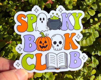 Spooky Book Club Sticker, Halloween Reader Sticker, Cute Ghost Book Lover Sticker, Fall Book Club Gift, Bookish Sticker