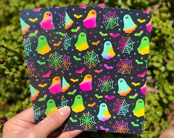 Neon Ghost Kindle Insert, Spooky Cute E-Reader Insert, Halloween Reading Accessory, Clear or Holographic Overlay, Bookish Gift