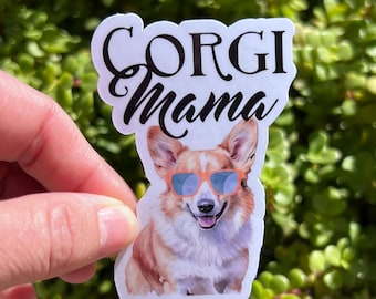 Sticker maman corgi - sticker maman chien mignon, vinyle résistant à l'eau, cadeau pour amoureux de corgi, ordinateur portable de 2" ou 3", bouteille d'eau ou autocollant de voiture