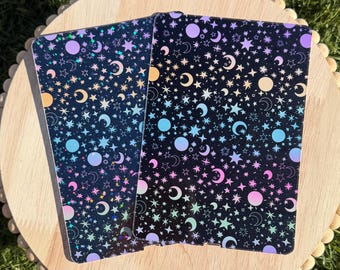 Witchy Celestial Kindle Insert | Moon Star E-Reader Insert, Holographic or Clear Overlay, Dark Cosmic Kindle Decor