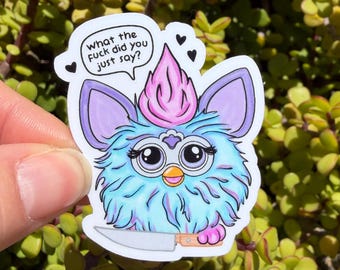 90s Toy Creature Sticker Funny Retro Plush Monster Sticker, What The F Did You Just Say Meme Sticker, Cute Chaotic Nostalgia Decal