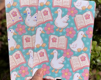 Bookish Goose Kindle Insert | Floral Reader E-Reader Case Insert | Cute Duck Reading Aesthetic | Clear or Holographic