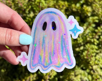 Pastel Goth Ghost Sticker | Holographic Halloween Sticker | Cute Spooky Ghost Decal | Iridescent Laptop Sticker | Water Bottle Sticker