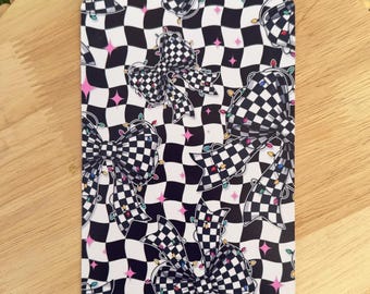 Black & White Checkered Bow Christmas Kindle Insert | Holiday E-Reader Case Art | Cute Bookish Gift