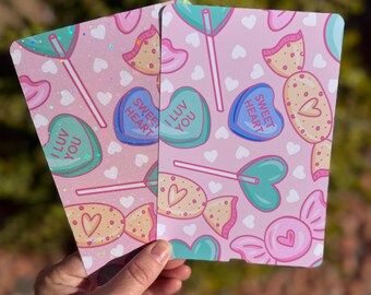 Valentine Candy Hearts Kindle Insert | Pink Sweet Treat E-Reader Case Insert, Clear or Holographic Overlay