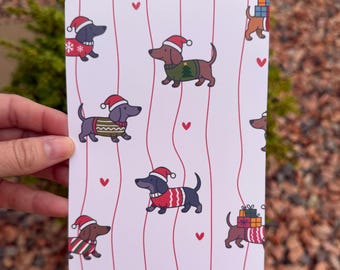 Christmas Dachshund Kindle Insert | Cute Wiener Dog E-Reader Case Art | Holiday Book Accessory | Premium Photo Paper