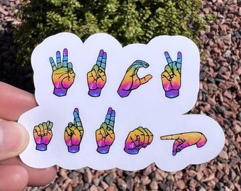 ASL Anti-Trump Rainbow Sticker: LGBTQ+ Political Protest Vinyl Decal