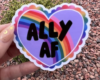 Rainbow Heart Ally Sticker: LGBTQIA+ Support Decal