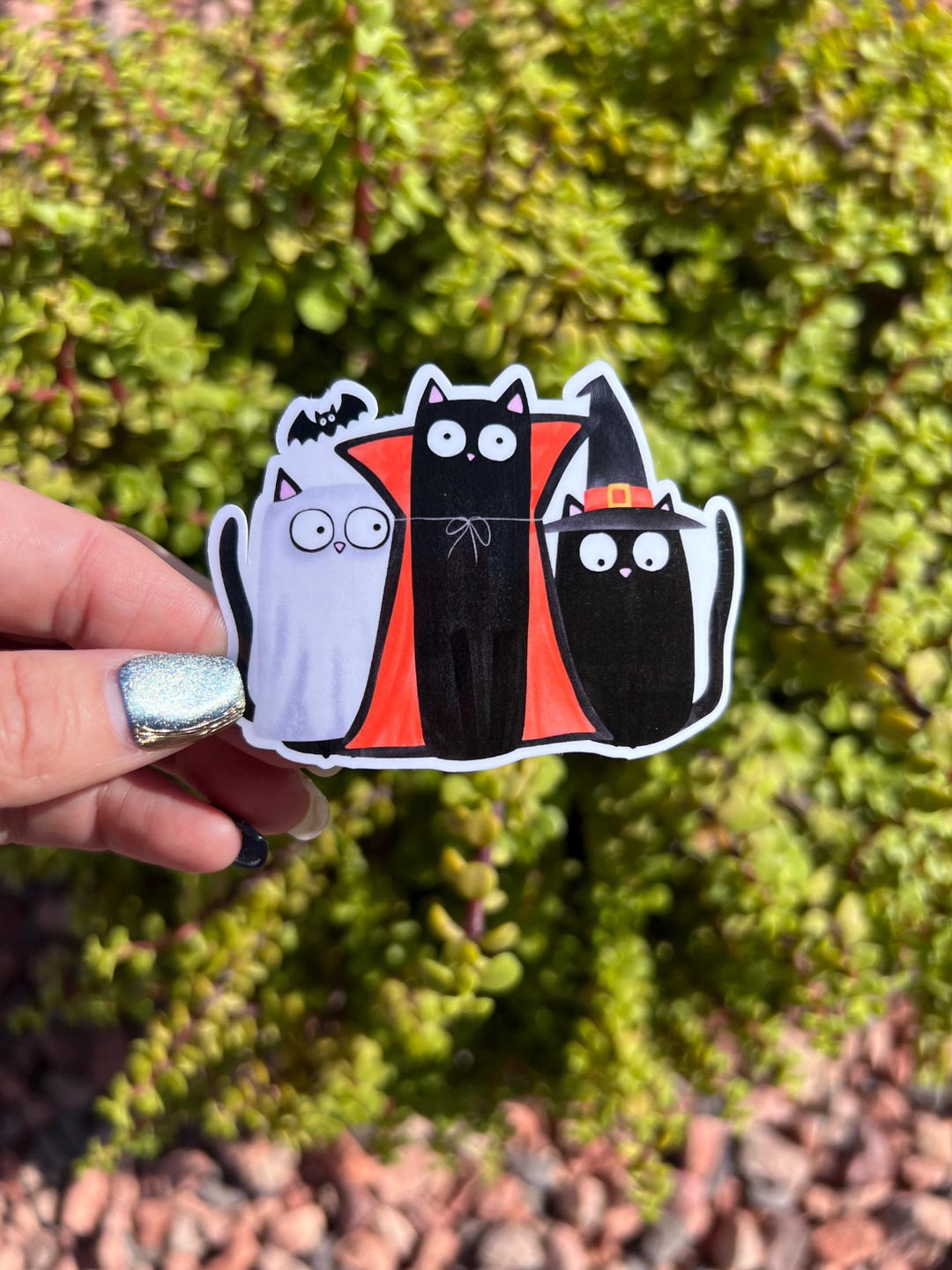 Halloween Cat Sticker, Cute Ghost Witch Vampire Cats Vinyl Decal, Water ...