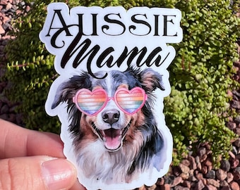 Australian Shepherd Dog Mom Sticker | Aussie Mama | Water-Resistant Australian Shepherd Mom Decal