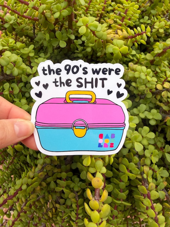 90s Retro Makeup Sticker – Retro Makeup Case Decal, Funny Nostalgia Vinyl, Water-Resistant 2” or 3”, Clear or Holo Overlay, Millennial Gift