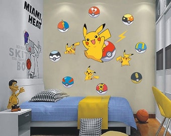 Pokemon Pikachu Fun Wall Sticker Decor Bedroom Art Mural Children