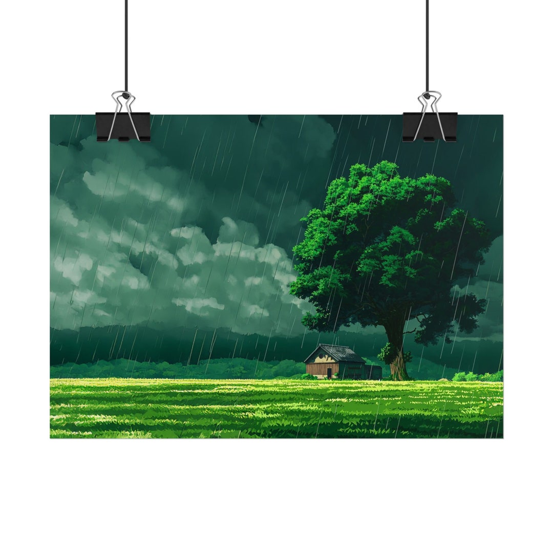 Lofi Rainy Day Wall Poster, Rolled Art Print, Room Decor, Minimalist ...