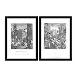A3 William Hogarth &quot;Gin Lane&quot; and &quot;Beer Street&quot; Pictures | 19th Century Engravings (1833) | Digital Download