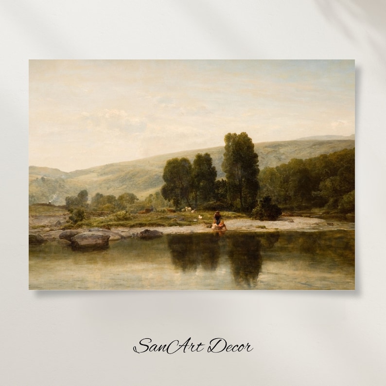 Vintage Art Framed, Oil Painting Art, Vintage Landscape Painting