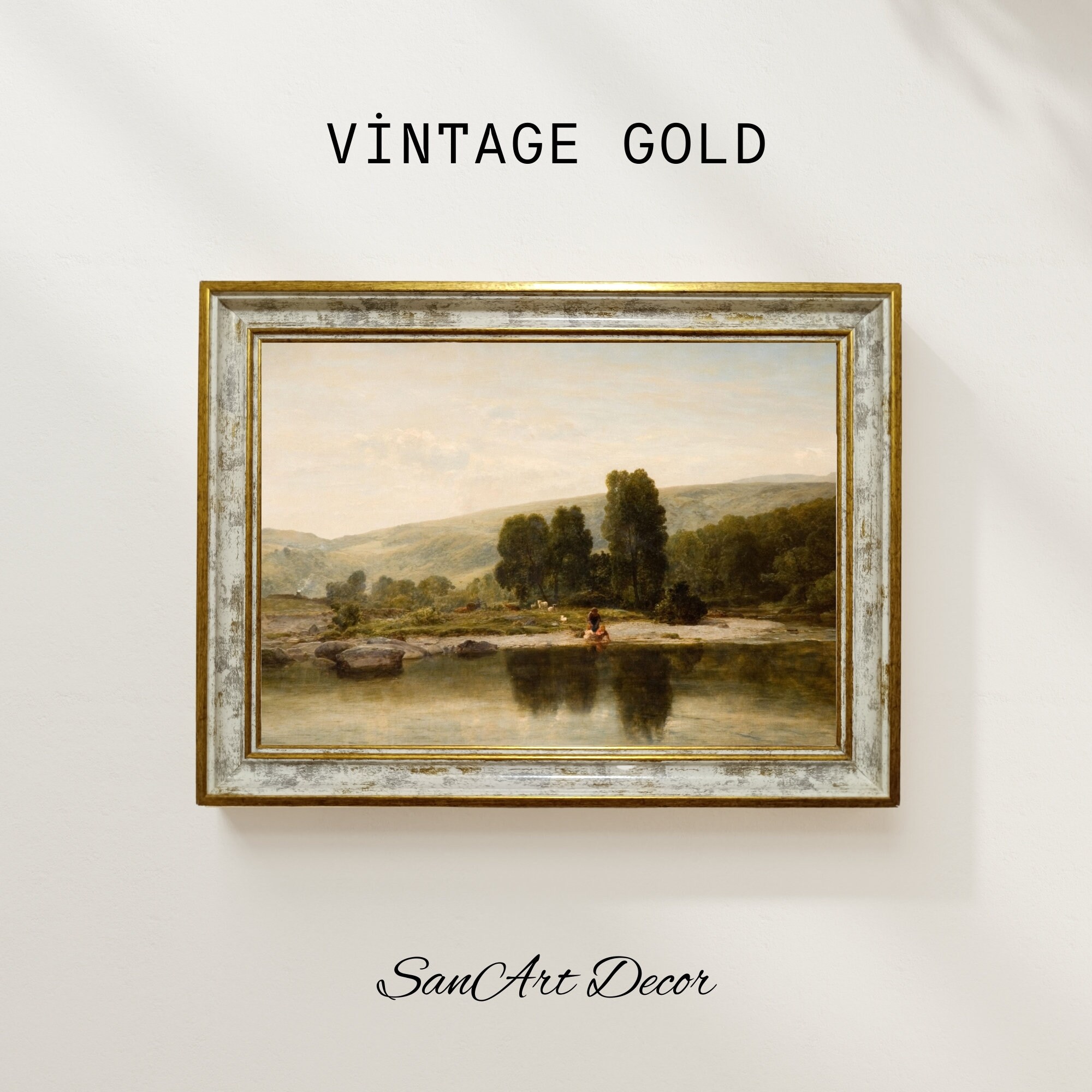 Vintage Art Framed, Oil Painting Art, Vintage Landscape Painting