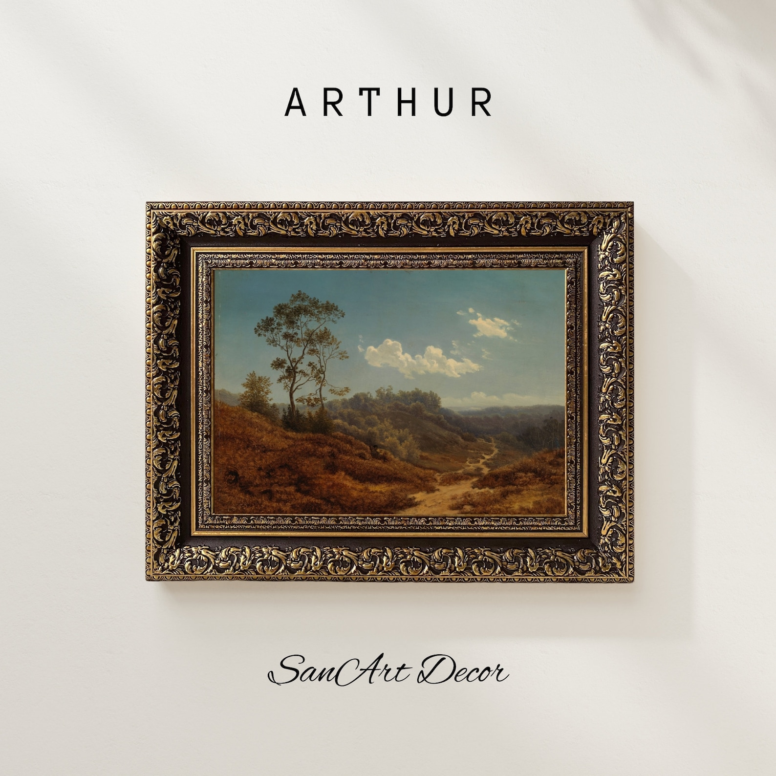 Vintage Art Framed, Oil Painting Art, Vintage Landscape Painting