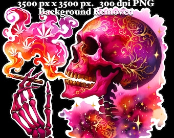 Pink Skull PNG Immediate Download Digital Image for Stoner Girl Shirt Cannabis PNG Dispensary Wall Art 420 Sublimation Weed Sticker Picture