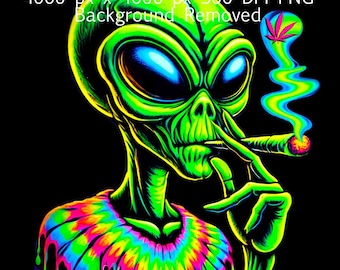 PNG Hippie Martian Immediate Digital Download Image for Cannabis Shirt Design 420 Stickers Marijuana ClipArt Groovy Space Alien Wall Art