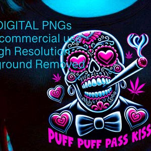 Puff Puff Pass Kiss Digitaler Download PNG für Stoner Girl Shirts Cannabis Apotheke Wand Kunst Unkraut Aufkleber Bild druckbare Karte 420 Clip Art