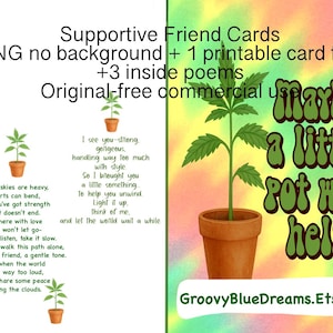 Cartão de apoio à maconha para impressão, cartão com poema de amizade sobre cannabis, download digital, presente de incentivo, cartão engraçado de maconha para amiga, garota maconheiro, PNG