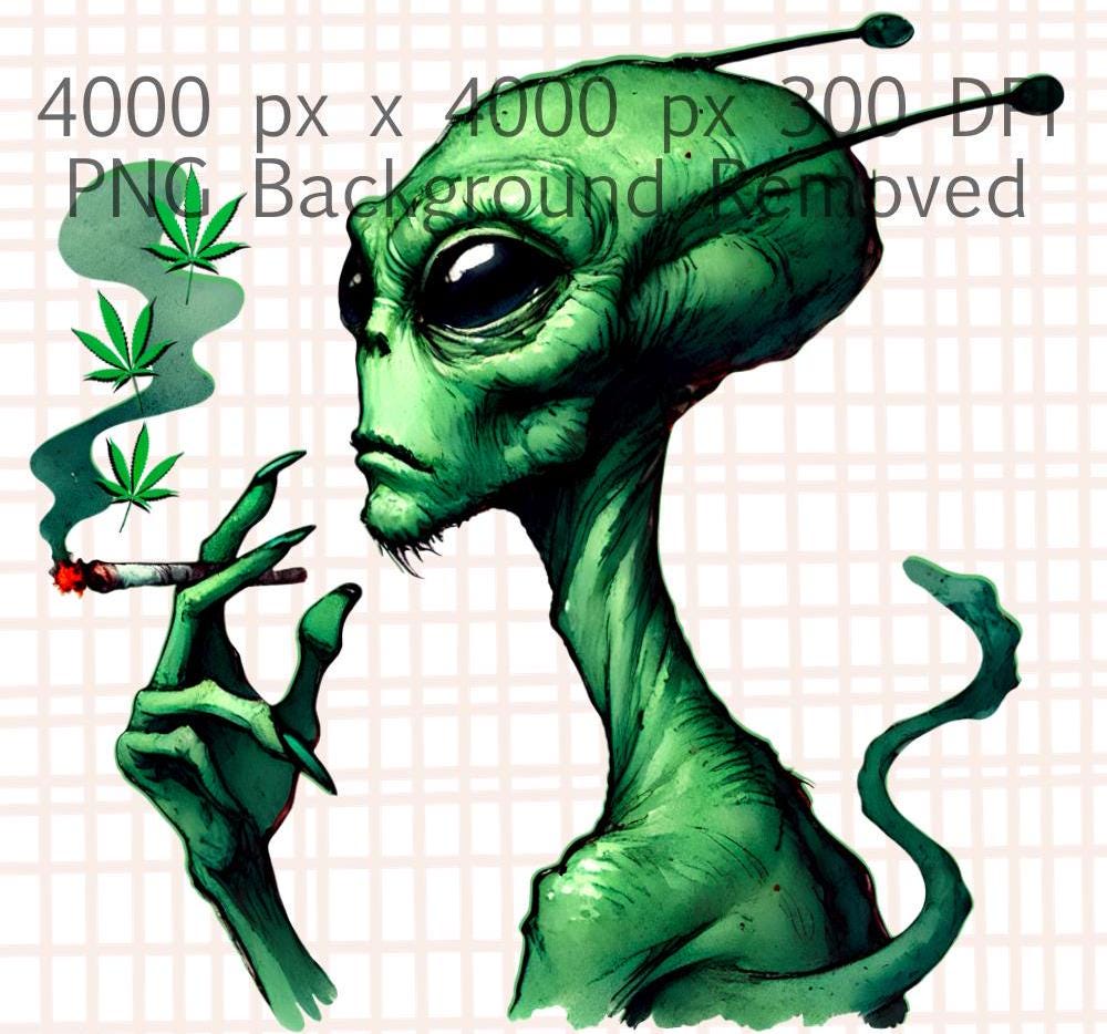 Green Alien Smoking